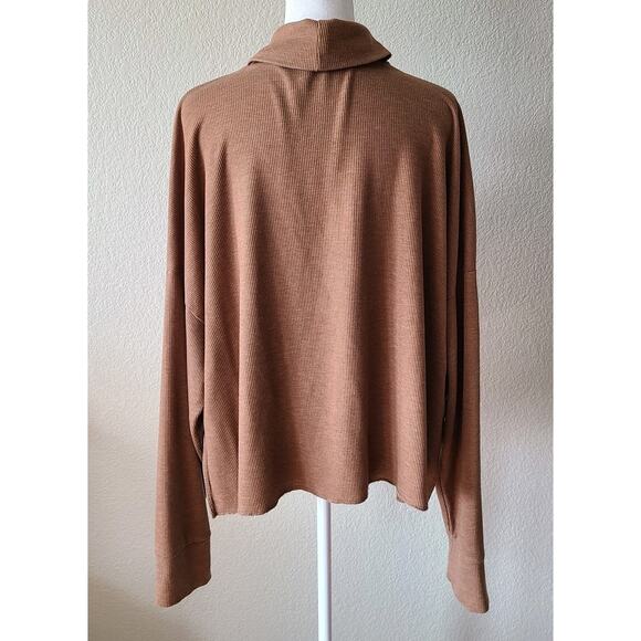 American Eagle Outfitters Cropped Oversized Cowl Ribbed Sweater Sz Large Tan - Picture 5 of 12